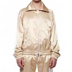 NEW AMIRI zip track stripe jacket in champagne white